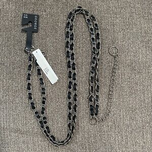 George Metallic Chain Belt in Silver and Black